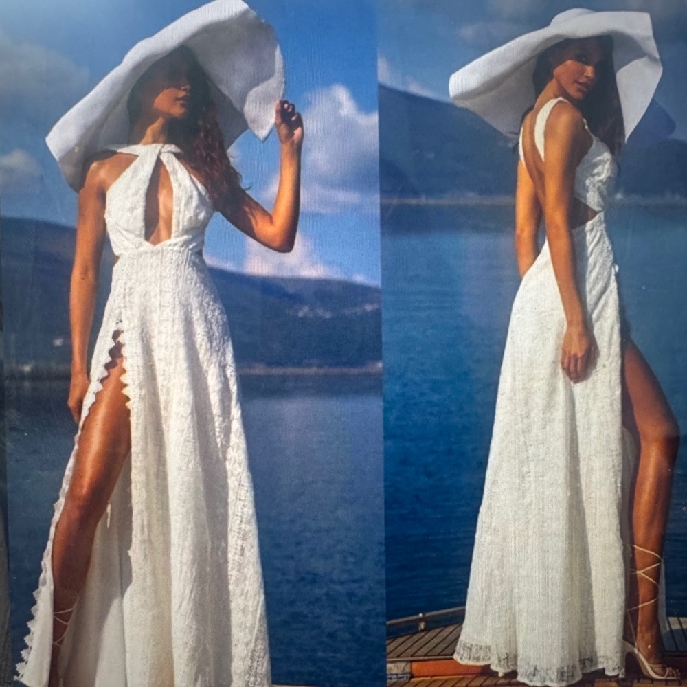 Alamour The Label White Halter Sundress